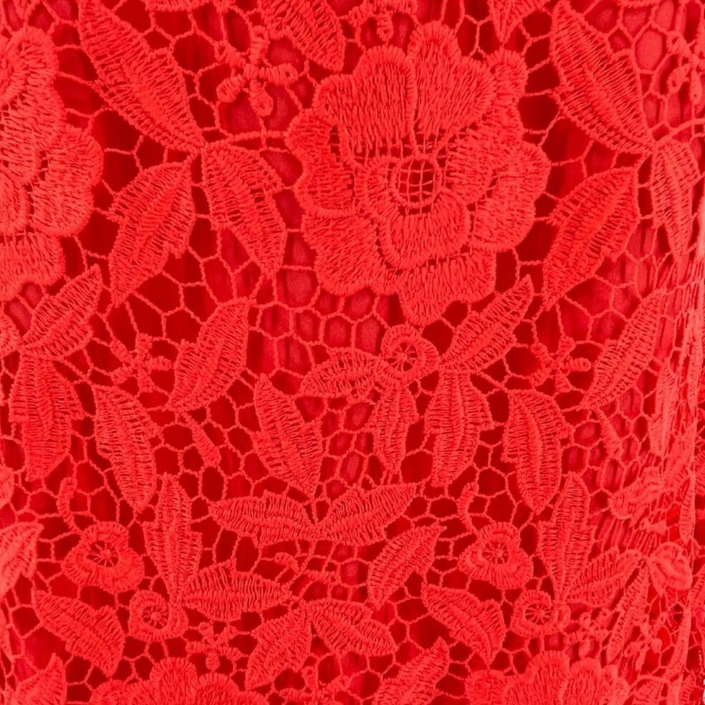 Free People Red Lace Sleeveless Sheath Dress Floral Overlay Mini Size M (Lined) - Picture 4 of 12
